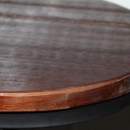 Traditional Vintage Round Quad Stand Wood Plate Iron Bar Stool Backrest For Dining Room