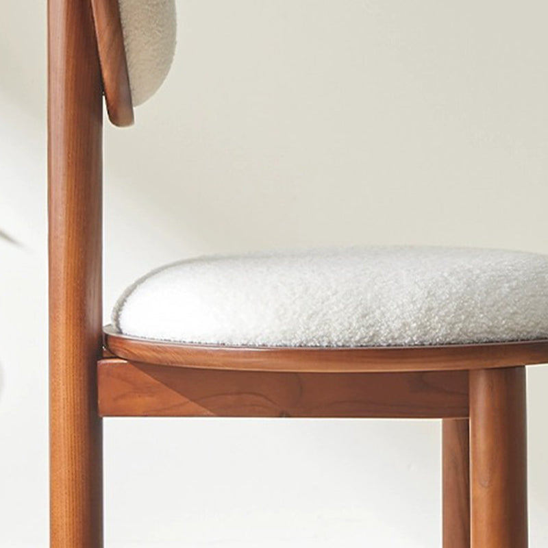 Traditional Vintage Round Upholstered PU Leather Lambswool Solid Wood Dining Chair Backrest For Dining Room