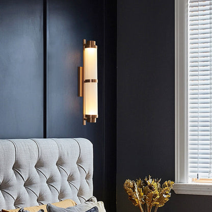 Nordic Light Luxury Cylindrical Glass Rose Gold LED Wall Sconce Lamp
