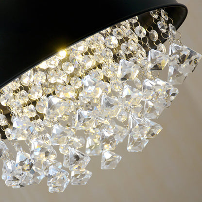 Contemporary Nordic Iron Dome Crystal Beads 1-Light Pendant Light For Dining Room