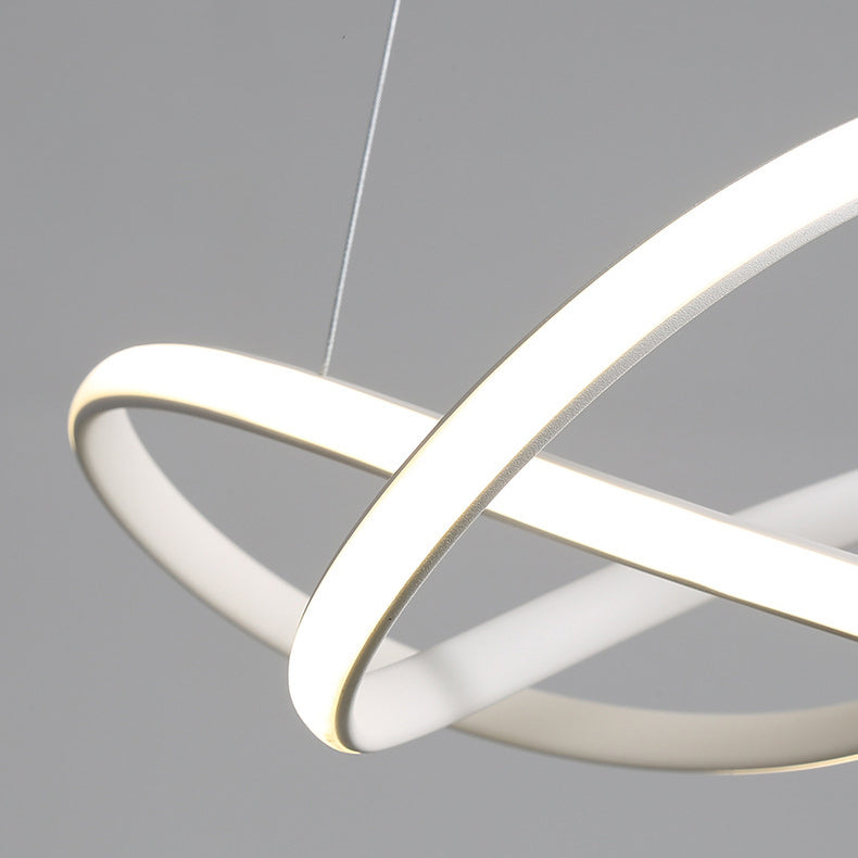Modern Minimalist Aluminum Twist Ring LED Island Light Pendant Light For Dining Room