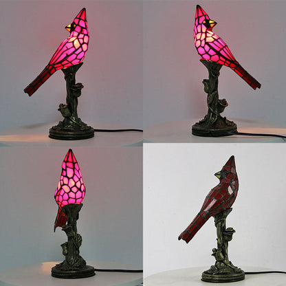 European Creative Red Bird Tiffany 1-Light Table Lamp