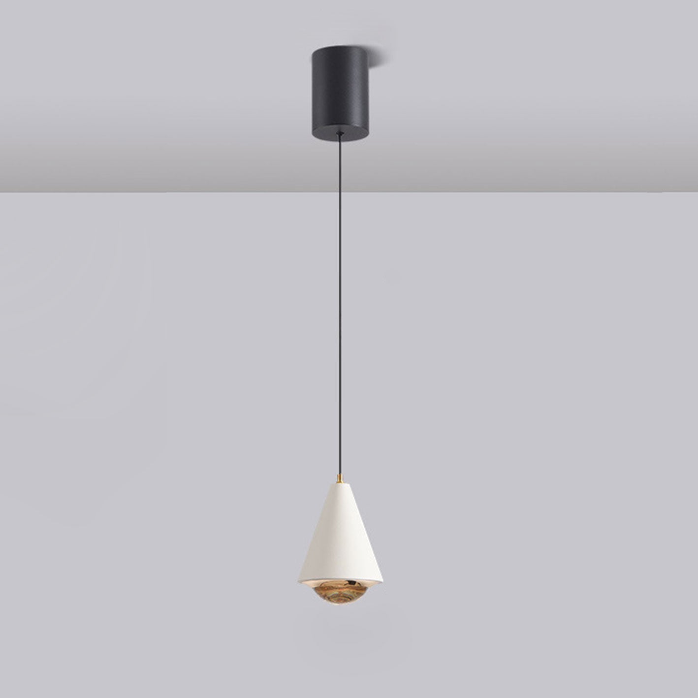 Modern Minimalist Solid Color Free Lift Conical 1-Light Pendant Light