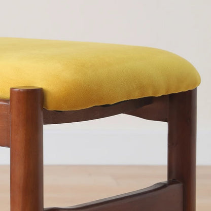 Traditional Vintage Wood Curved Frame Velvet Dining Chair Backrest For Dining Room