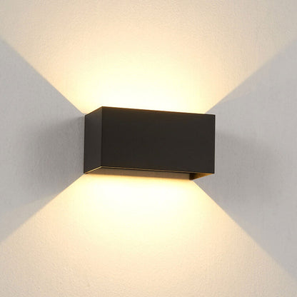 Modern Outdoor Waterproof Rectangular LED Up and Down Illuminated Outdoor Wall Sconce Lamp