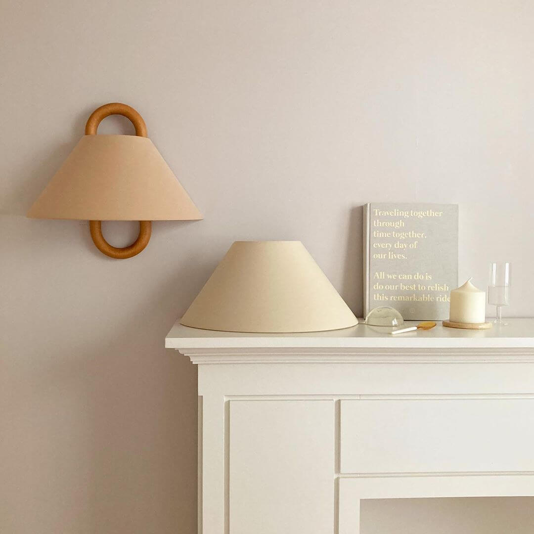 Modern Original Solid Wood Pleated Semi-Circle 1-Light Wall Sconce Lamp