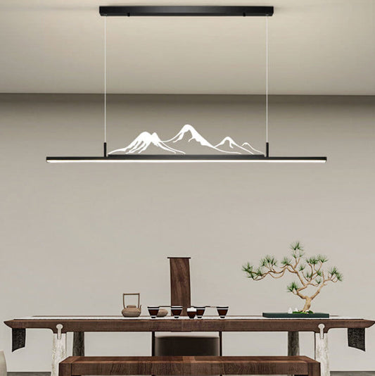 Chinese Style Retro Long Strip Mountain Peak Design Decorative LED Chandelier