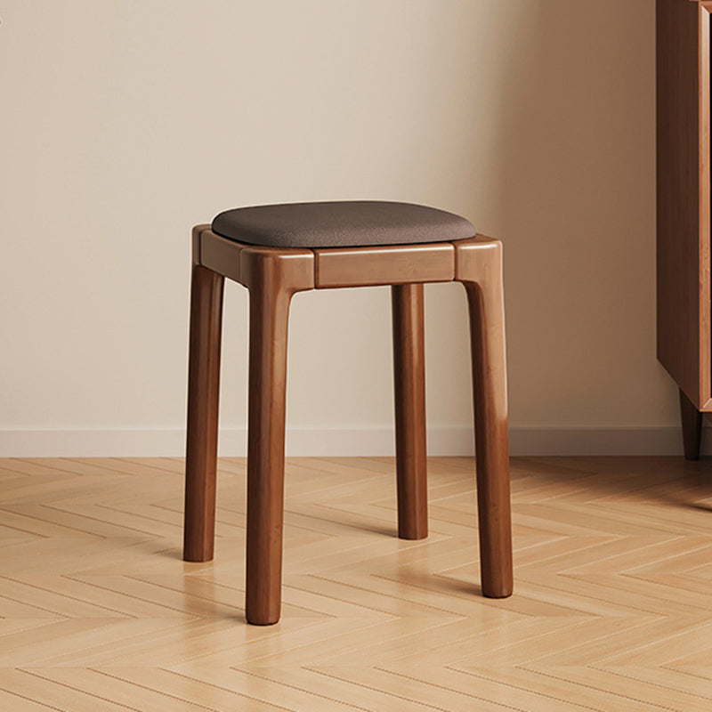 Modern Simplicity Wood Cat's Paw Leather Sponge Square Vanity Stool Backless For Bedroom