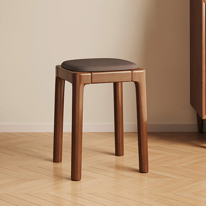 Modern Simplicity Wood Cat's Paw Leather Sponge Square Vanity Stool Backless For Bedroom