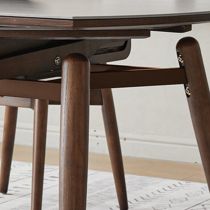 Modern Minimalist Round Square Slate Wood Dining Table Foldable Four Legs For Dining Room