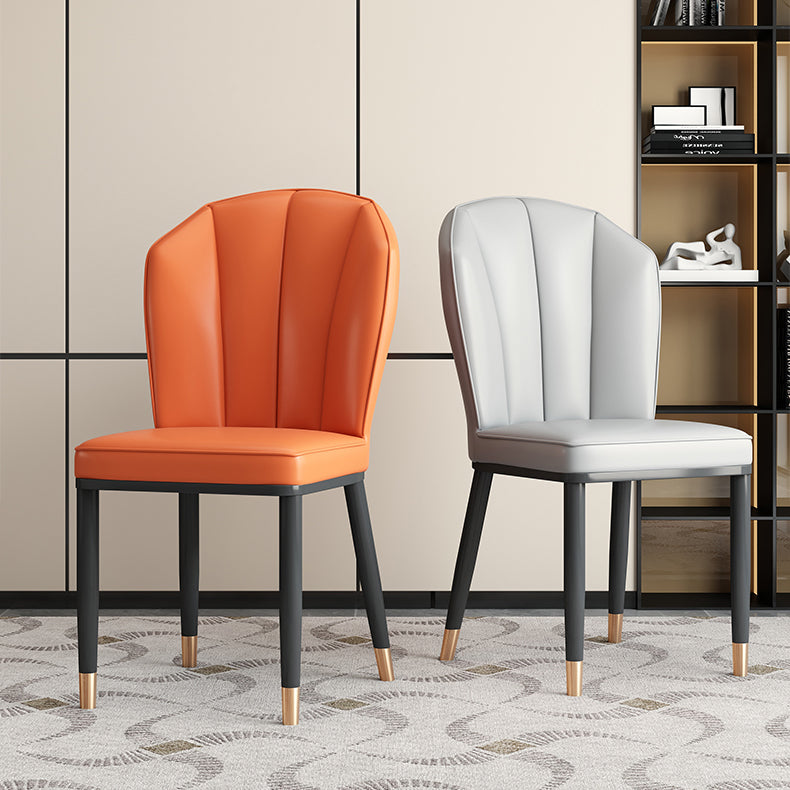 Modern Luxury Artificial Leather Carbon Steel Sponge Square Shell Dining Chair Backrest For Dining Room