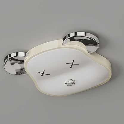 Modern Art Deco Violent Bear PE Iron LED Flush Mount Ceiling Light For Bedroom