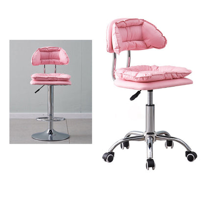 Modern Minimalist Square Cushion Faux Leather Metal Bar Stool Backrest Height Adjustable For Dining Room