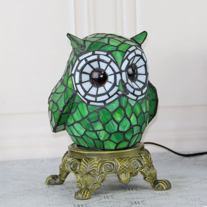 Vintage Tiffany Cartoon Parrot Resin Stained Glass 1-Light Table Lamp