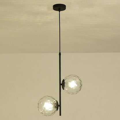 Modern Minimalist Iron Glass 2-Light Chandelier