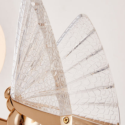 Modern Art Deco Zinc Alloy Butterfly Shape Acrylic LED Wall Sconce Lamp For Living Room