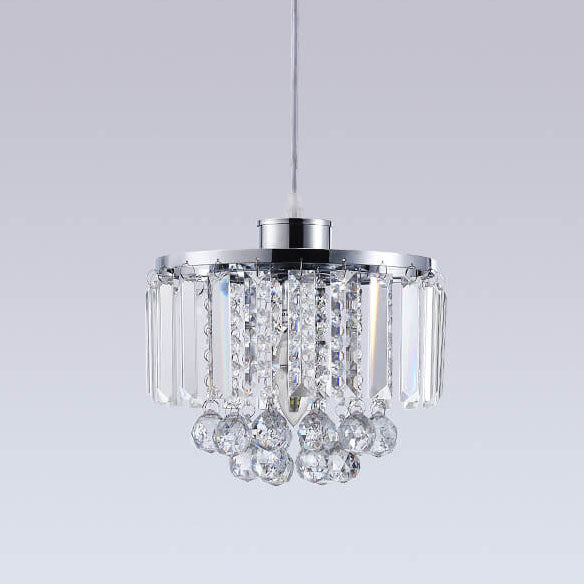 Nordic Light Luxury Round Iron Crystal String 1-Light Pendant Light