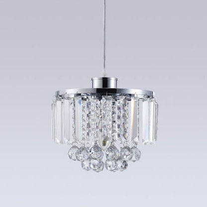 Nordic Light Luxury Round Iron Crystal String 1-Light Pendant Light