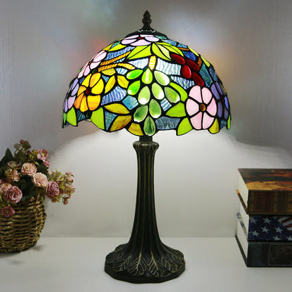 Traditional Tiffany Stained Glass Dome Hardware Base 1-Light Table Lamp For Home Office