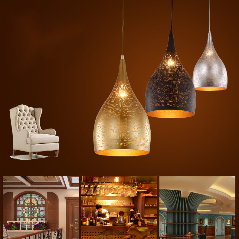 Traditional European Round Iron 1-Light Pendant Light For Living Room