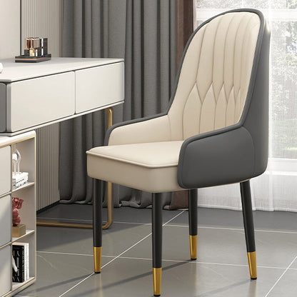 Modern Simplicity Leather Sponge Carbon Steel Metal Square Dining Chair Backrest Armrest For Dining Room