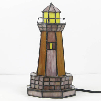 Tiffany Creative Tower Light Stained Glass 1-Light Table Lamp