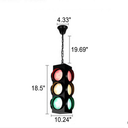 Retro Industrial Traffic Light Iron Glass LED Pendant Light