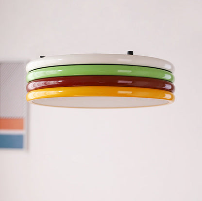 Contemporary Scandinavian Macron Iron Disc Splicing LED Flush Mount Ceiling Light For Bedroom
