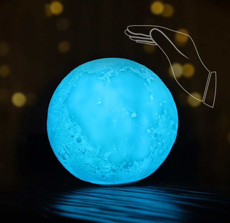Creative Mini Rechargeable 3D Printed Moon 1-Light LED Table Lamp
