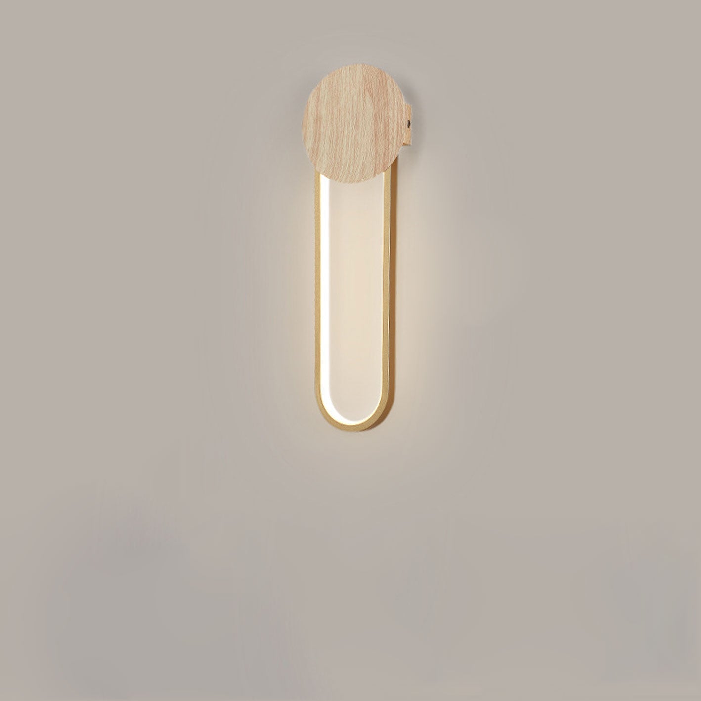 مصباح حائط LED دائري من الحديد المطاوع بتصميم عصري بسيط من الخشب 