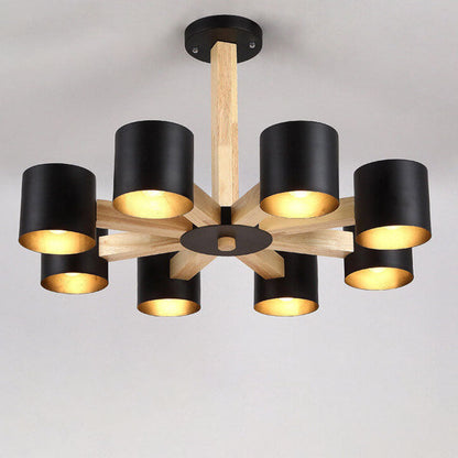 Scandinavian Minimalist Log 6/8-Light Island Light Chandelier