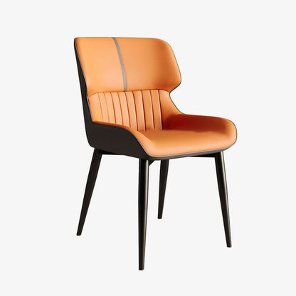 Modern Minimalist Steel Faux Leather Dining Chair Backrest Armless For Dining Room