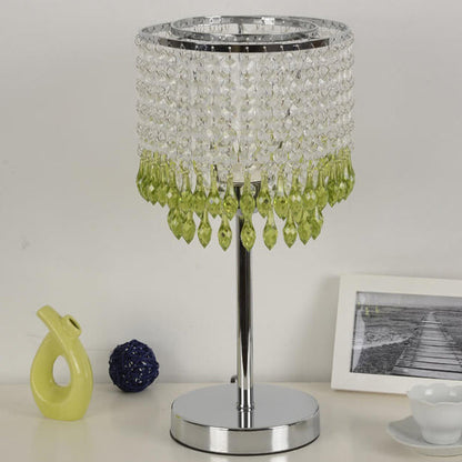 Modern Crystal Beads Colored Column 1-Light Table Lamp
