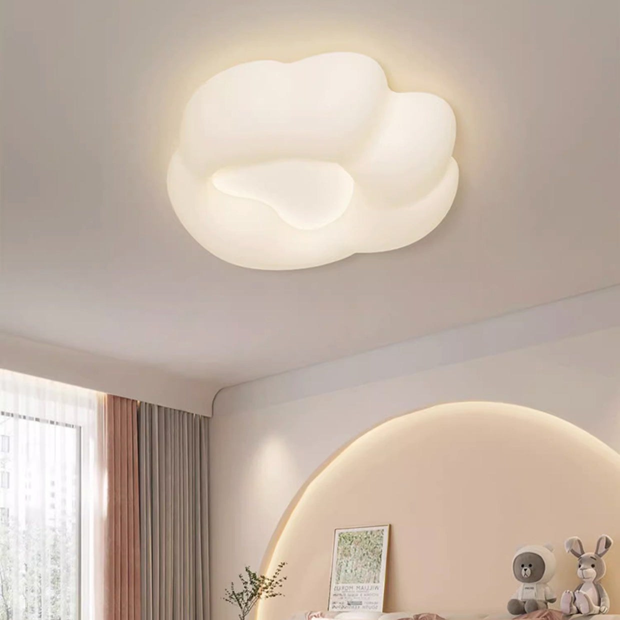 Contemporary Nordic Kids Iron Acrylic Cat's Claw LED Flush Mount Ceiling Light For Bedroom
