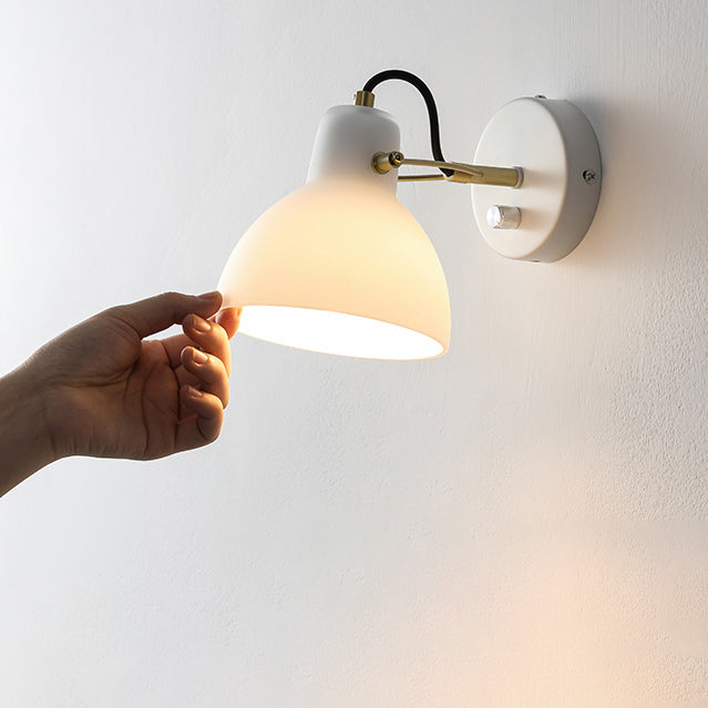 Modern Simplicity Iron Glass Dome Hemispheroid 1-Light Wall Sconce Lamp For Bedside