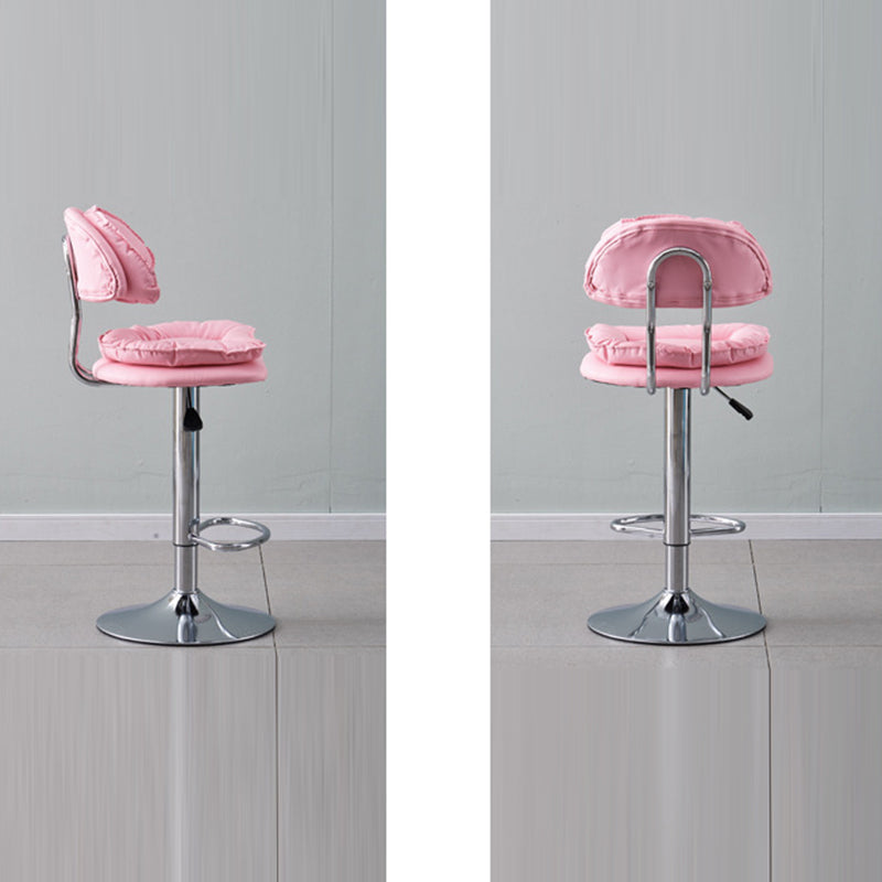 Modern Minimalist Square Cushion Faux Leather Metal Bar Stool Backrest Height Adjustable For Dining Room