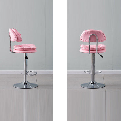 Modern Minimalist Square Cushion Faux Leather Metal Bar Stool Backrest Height Adjustable For Dining Room