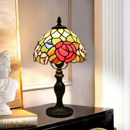 Traditional Tiffany Resin Glass Umbrella Shape 1-Light Table Lamp For Bedroom