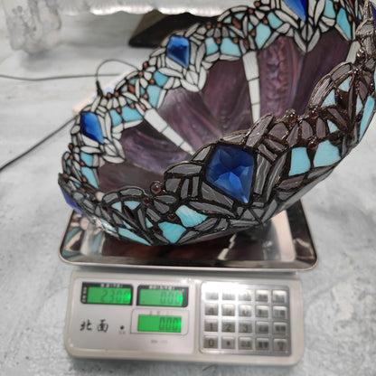 Traditional Tiffany Resin Glass Dome Grape Cow Diamond Pretty Woman Base 2-Light Table Lamp For Bedside