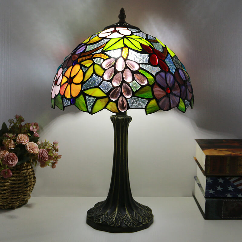 Traditional Tiffany Stained Glass Dome Hardware Base 1-Light Table Lamp For Home Office