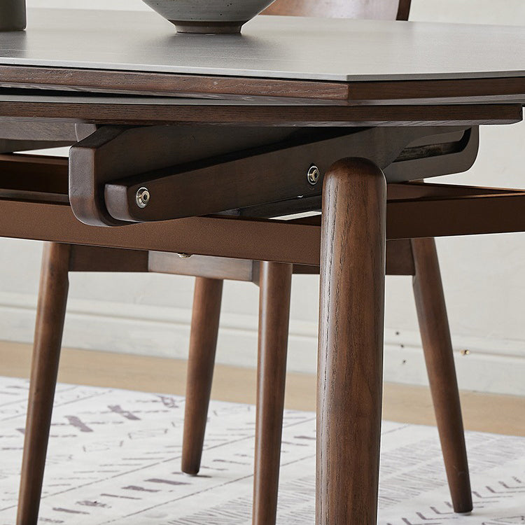 Modern Minimalist Round Square Slate Wood Dining Table Foldable Four Legs For Dining Room