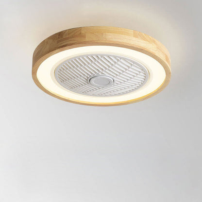 Modern Minimalist Wood Geometric LED Semi-Flush Mount Ceiling Fan Light
