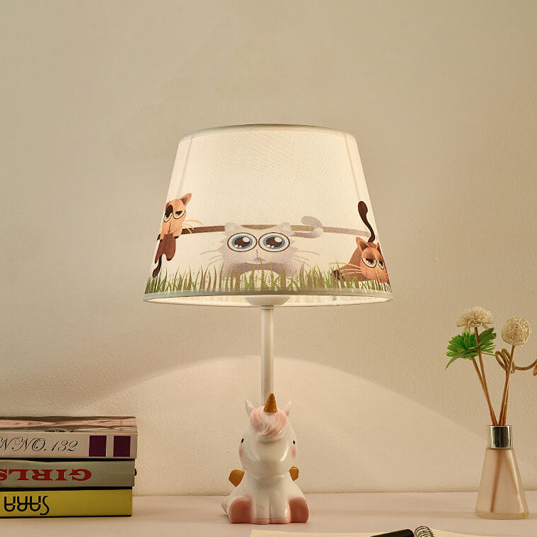 Nordic Fun Cartoon Pattern Resin Fabric Children 1-Light Table Lamp