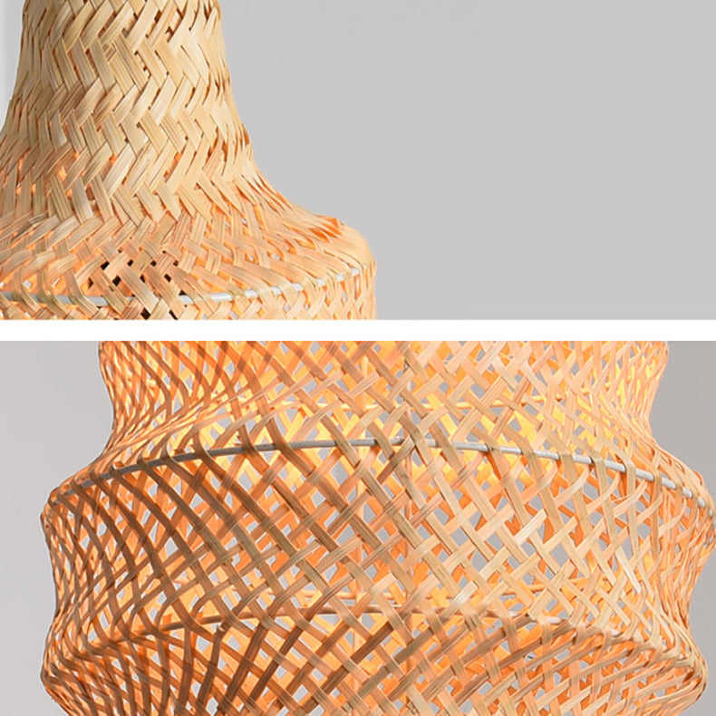 Traditional Chinese Conch Shape Hardware Bamboo 1-Light Pendant Light For Living Room