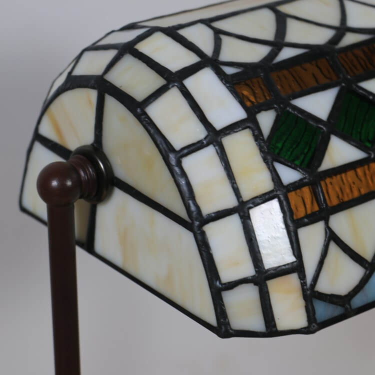Tiffany Floral Butterfly Stained Glass 1-Light Bank Zipper Table Lamp