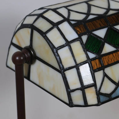 Tiffany Floral Butterfly Stained Glass 1-Light Bank Zipper Table Lamp
