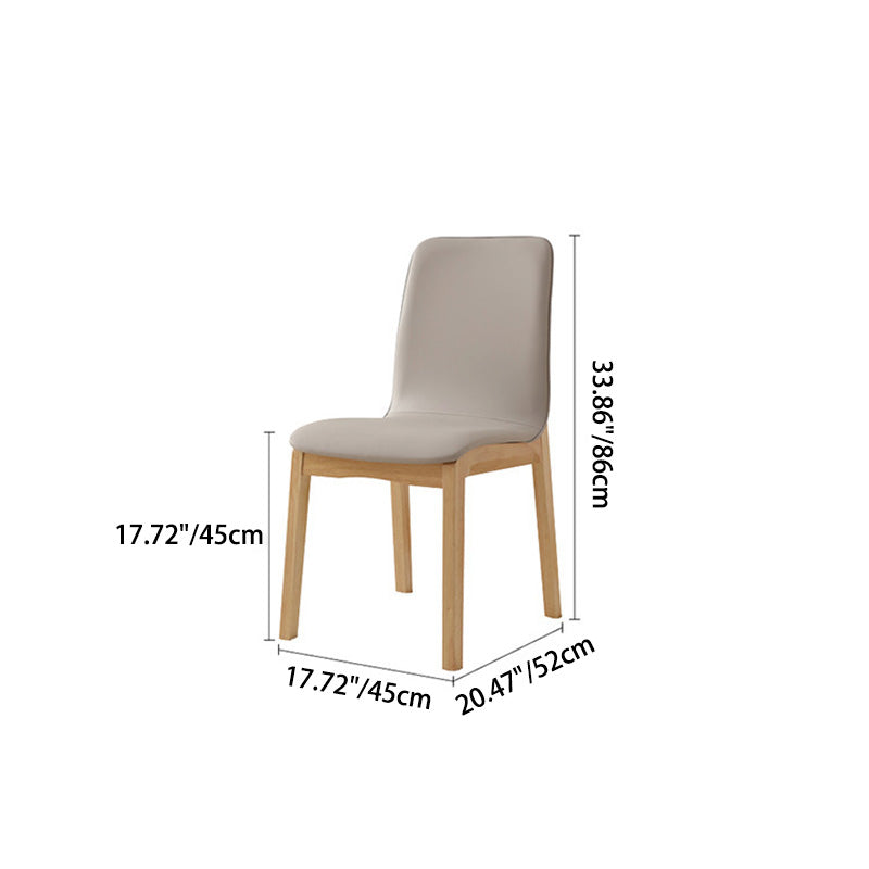 Contemporary Nordic Square Faux Leather Wood Frame Dining Chair Backrest For Dining Room