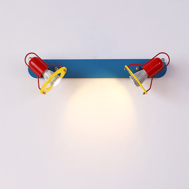 Contemporary Creative Childlike Colorful Geometric Iron 2-Light Mirror Front Wall Sconce Lamp For Bedroom