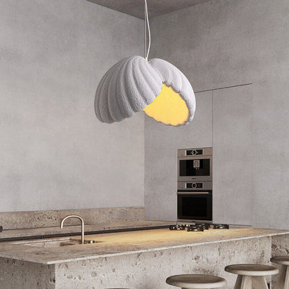 Modern Minimalist Creative Round Shell Cone Cream 1-Light Pendant Light