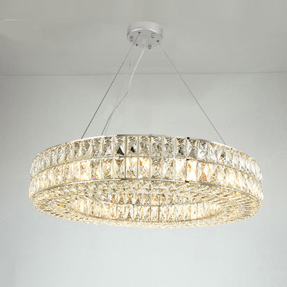 Modern Eclectic Ring Iron Crystal 9/12/16 Light Chandelier For Living Room